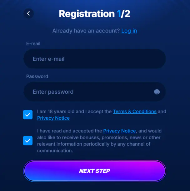 Inloggen op je account BoomerangBet